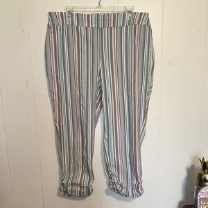 Cato Striped Pants Cropped with Ruching Size 16
